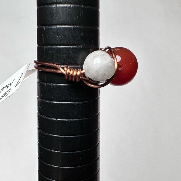 Carnelian moon stone ring copper hand made - Picture 3 of 4